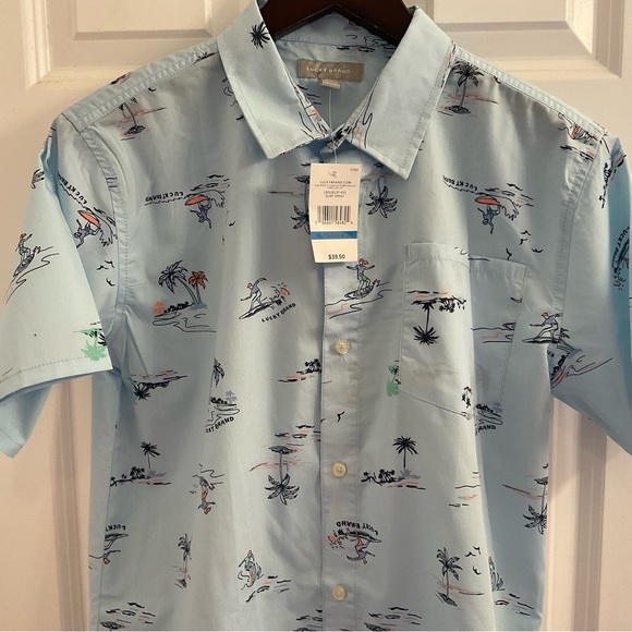 Lucky Brand Short Sleeve Button Down Shirt - Surf Spray - NWT - Boys XL 18/20 - Picture 5 of 12